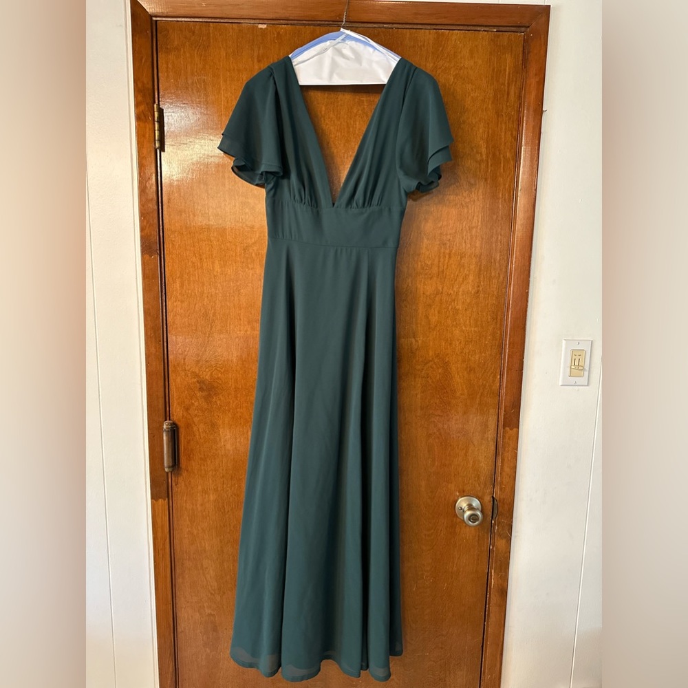 Lulu’s Emerald Flutter Sleeve Chiffon Maxi Dress - XS - Picture 3 of 6